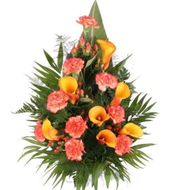 Trauersträuße & Premium-Grabstrauß Orange mit Calla und Nelken