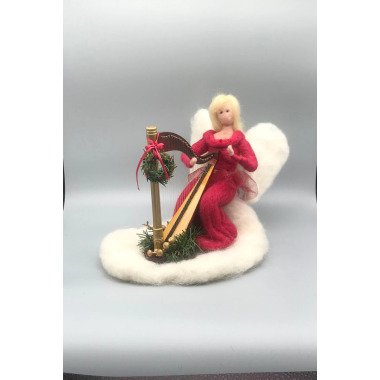 Weihnachts Engel Mit Harfe Auf Wolke Filzfigur Handarbeit Gefilzt Figur