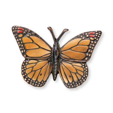 Weihwasserkessel mit Figur & Bronze Schmetterling zur Grabgestaltung lebensgroß Monarchfalter
