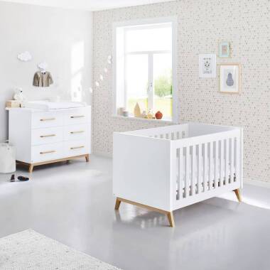 Babyzimmer Komplett Set RIJEKA-134 in weiß edelmatt inkl. Wickeltisch