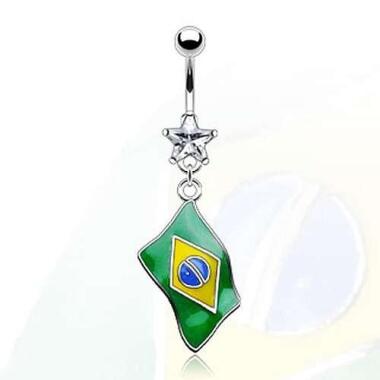 Bauchnabel Piercing mit Brasilien Flagge.