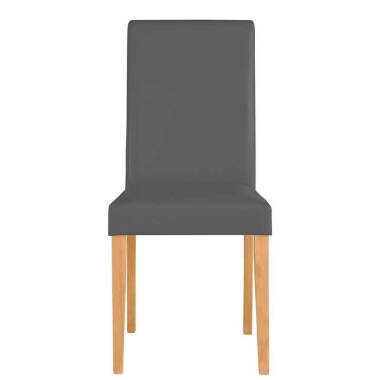Esszimmer Lederstuhl & Küchen Stühle in Grau Kunstleder hoher Lehne (2er Set)