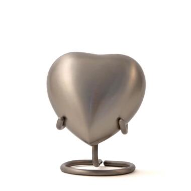 Grab Urnen Modell in Silber & Zeitlose Mini-Urne Silber aus Metall herzförmig