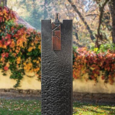 Grabstele & Granit Einzelgrabstein Stele mit Bronze Symbol Treppe Auxerre Scala