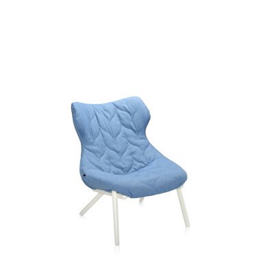 Kartell - Foliage Sessel - Gestell weiß - Stoff Trevira blau