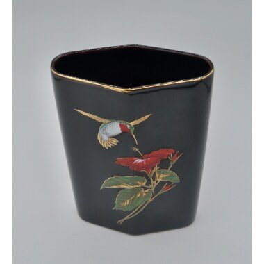 Otagiri Vase Kolibri Diamant-Schwarz China-Gold-Trim