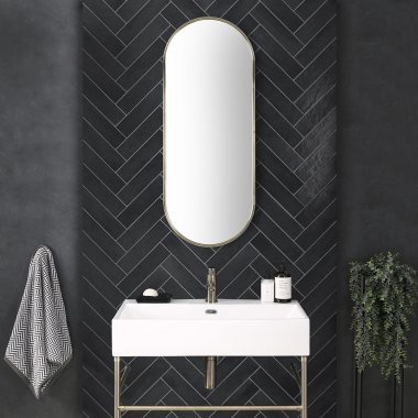 Ovaler Badspiegel 600mm, mit Rahmen in Gebürstetem
