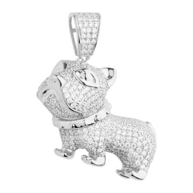 Premium Bling 925 Sterling Silber 3D Hund Anhänger