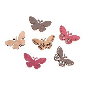 Rayher Holz-Streudeko pink/grau/natur Schmetterlinge