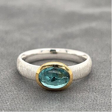 Turmalin-Ring aus Gelbgold & Ring Mit Blauer Türkisner Turmalin Aus 925