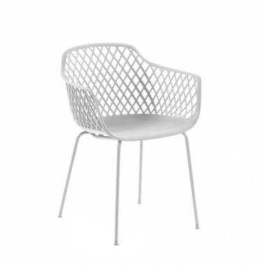 Weiße Stühle im Skandi Design Armlehnen (4er Set)