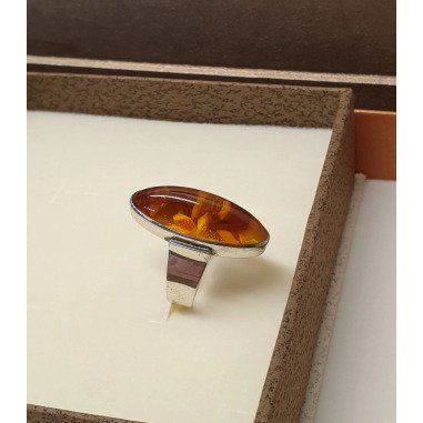 17, 1 Mm Art Deco Ring Fischland Pb Silber 835 Bernstein Edel Vintage Sr153
