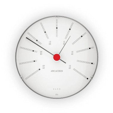 ARNE JACOBSEN Bankers Barometer aluminium-weiß Ø 12 cm