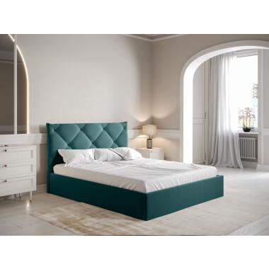Bett mit Bettkasten 140 x 190 cm Samt Blau