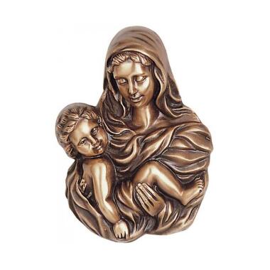 Detailliertes Madonnenrelief mit Kind Bronze/Alu