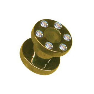 Flesh Tunnel Piercing Ohr Plug Strass Gold C316L