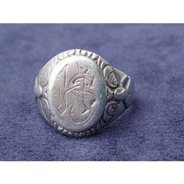 Gr 18 Antiker Silber Ring Herren Siegelring Hs Sh Silver Signet