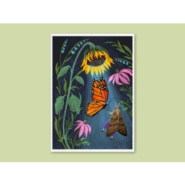 Kunstdruck Sonnenblumen-Tänzer Skurrile Illustration