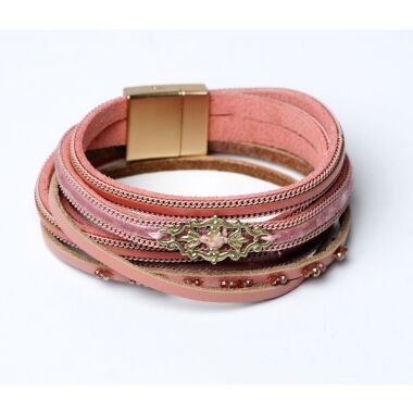 Modeschmuck Armband von Sweet7 aus Leder in Rosa