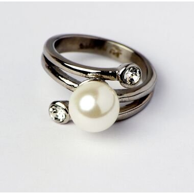 Modeschmuck Ring in Silber & Modeschmuck Ring von Fiell aus Rostfreier Stahl  Muschelperle