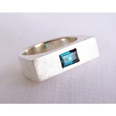 Turmalin-Ring & Grün Blauer Turmalin Ring Aus 925 Silber, Weite 56, 173/4