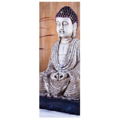 wandmotiv24 Türtapete Buddha-Statue und aromatische
