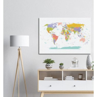 Weltkarte Wandbild Leinwanddruck 100 X 70