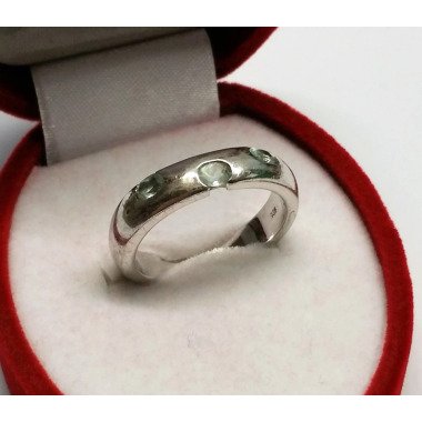 19, 3 Mm Ring Silber 925 Aquamarin Spinell Vintage Elegant Sr852