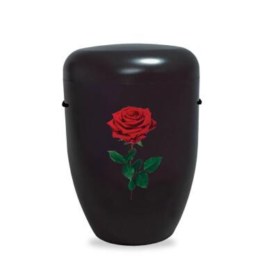Biourne & Schwarze Naturfaser Urne mit Rose Rose