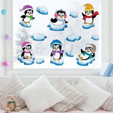 Fensteraufkleber Pinguin Winter Set