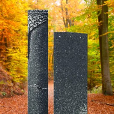 Grabstein für Einzelgrab in Schwarz & Schöner Grabstein zweiteilig schwarz
