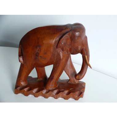 Großer Vintage Elefant Aus Massivemteak Holz, Holzfigur, Handgearbeitet