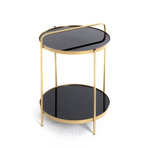 HAKU Möbel Beistelltisch Glas schwarz, gold 38,0 x 38,0 x 51,0 cm