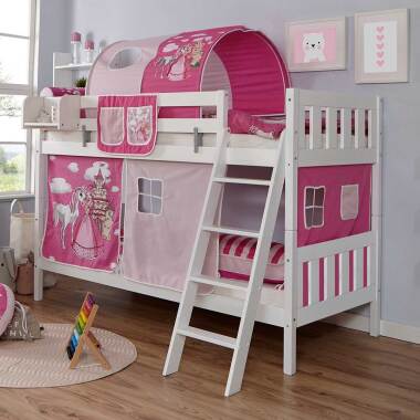 Kinderstockbett im Prinzessin Design Vorhang und Tunnel