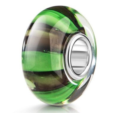 Materia Bead Glasperle Streifen Design Grün
