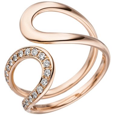 SIGO Damen Ring 585 Gold Rotgold 21 Diamanten Brillanten Rotgoldring Diamantring