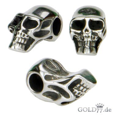 Skull Totenkopf Beads Perlen Aus Edelstahl Hochglanzpoliert Loch 4mm |