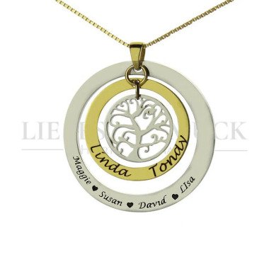 Familienkette Tree Of Life Lebensbaum Halskette 925 Silber Vergoldet Geschenk