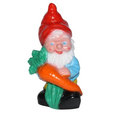 Gartenzwerg Figur Zwerg mit Karotte H 26 cm stehend Gartenfigur aus Kunststoff