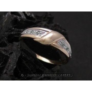 Gold Ring edel Gold 585 bicolor Zirkonia