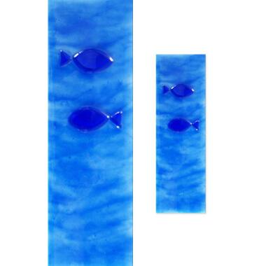 Grabstein Glasornament zur Verklebung in Blau Glasintarsie I-4