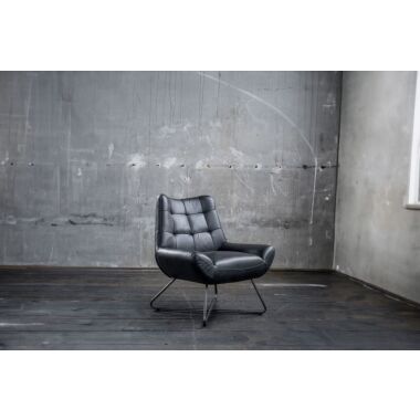KAWOLA Sessel Snooze Leder schwarz B/H/T: 82x93x76cm