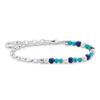 Kettenanhänger mit Perlen & Thomas Sabo A2100-056-7 Charm-Armband Perlen und Blaue Beads