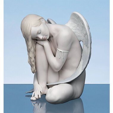 Lladró: Porzellanfigur 'Sitzender Engel', handbemalt, Skulptur