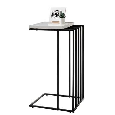Metall-Telefontisch & Anstelltisch mit Metall C Fußgestell Schwarz und Weiß