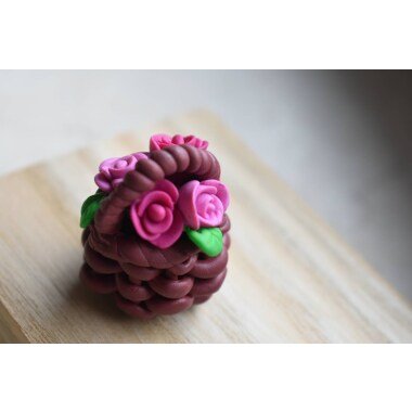 Mini Blumenkorb Aus Polymerknete Farbe Der Blumen Anpassbar