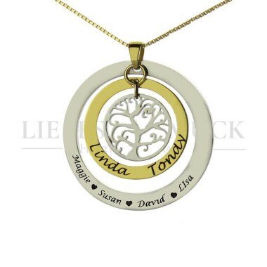 Namenskette Silber aus 925 Silber & Familienkette Tree Of Life Lebensbaum