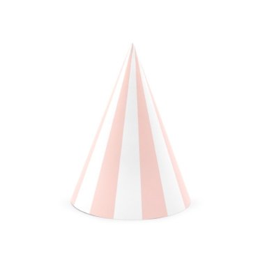 Partyhüte gestreift rosa und weiß (6 Stk.)