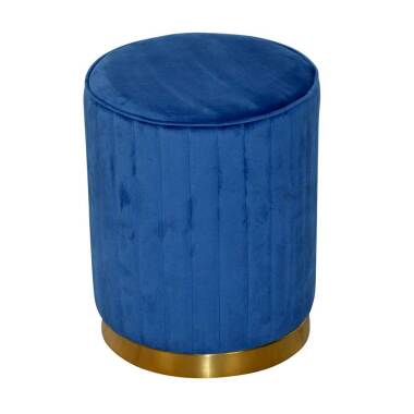 Retro Samt Sitzhocker in Blau und Goldfarben