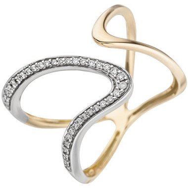 SIGO Damen Ring 2-reihig 585 Gold Gelbgold 36 Diamanten Brillanten Diamantring